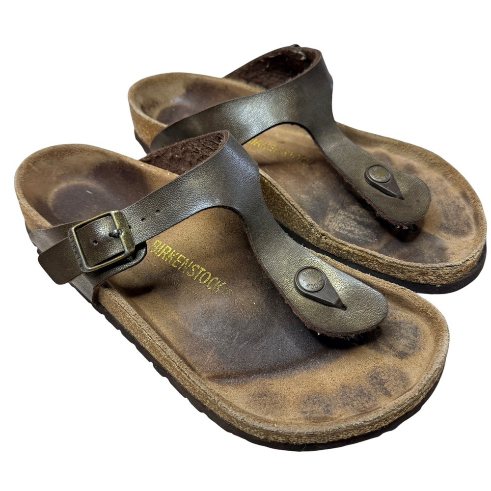 Birkenstock Gizeh Sandals Women's EU 38 Brown Leather Toe Post Comfort Slides